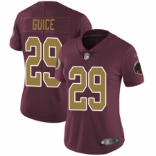 Women's Nike Washington Redskins #29 Derrius Guice Burgundy Red/Gold Number Alternate 80TH Anniversary Vapor Untouchable Elite Player NFL Jersey