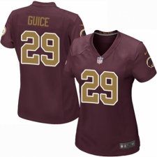 Women's Nike Washington Redskins #29 Derrius Guice Game Burgundy Red/Gold Number Alternate 80TH Anniversary NFL Jersey