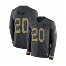 Men's Nike Seattle Seahawks #20 Rashaad Penny Limited Black Salute to Service Therma Long Sleeve NFL Jersey