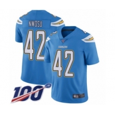 Men's Los Angeles Chargers #42 Uchenna Nwosu Electric Blue Alternate Vapor Untouchable Limited Player 100th Season Football Jersey