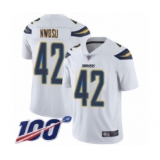 Men's Los Angeles Chargers #42 Uchenna Nwosu White Vapor Untouchable Limited Player 100th Season Football Jersey