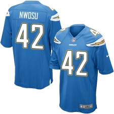 Men's Nike Los Angeles Chargers #42 Uchenna Nwosu Game Electric Blue Alternate NFL Jersey