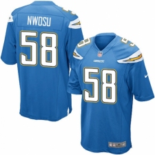 Men's Nike Los Angeles Chargers #58 Uchenna Nwosu Game Electric Blue Alternate NFL Jersey