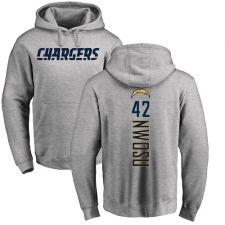 NFL Nike Los Angeles Chargers #42 Uchenna Nwosu Ash Backer Pullover Hoodie
