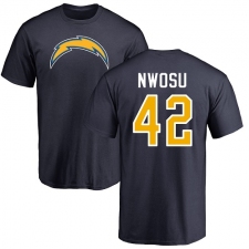 NFL Nike Los Angeles Chargers #42 Uchenna Nwosu Navy Blue Name & Number Logo T-Sh