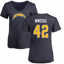 NFL Women's Nike Los Angeles Chargers #42 Uchenna Nwosu Navy Blue Name & Number Logo T-Shirt