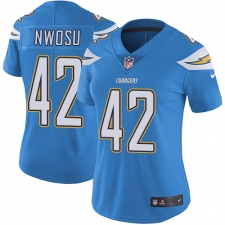 Women's Nike Los Angeles Chargers #42 Uchenna Nwosu Electric Blue Alternate Vapor Untouchable Limited Player NFL Jersey