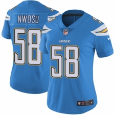 Women's Nike Los Angeles Chargers #58 Uchenna Nwosu Electric Blue Alternate Vapor Untouchable Limited Player NFL Jersey