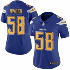 Women's Nike Los Angeles Chargers #58 Uchenna Nwosu Limited Electric Blue Rush Vapor Untouchable NFL Jersey