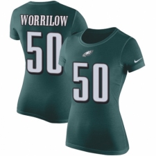 Women's Nike Philadelphia Eagles #50 Paul Worrilow Green Rush Pride Name & Number T-Shirt