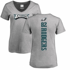 Women's Nike Philadelphia Eagles #82 Richard Rodgers Ash Backer V-Neck T-Shirt