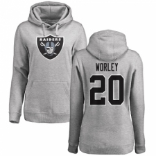 NFL Women's Nike Oakland Raiders #20 Daryl Worley Ash Name & Number Logo Pullover Hoodie