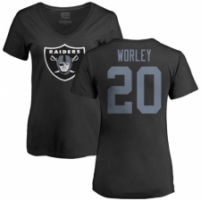 NFL Women's Nike Oakland Raiders #20 Daryl Worley Black Name & Number Logo T-Shirt