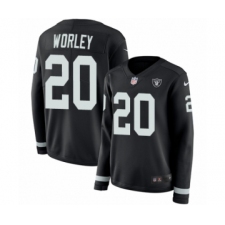 Women's Nike Oakland Raiders #20 Daryl Worley Limited Black Therma Long Sleeve NFL Jersey