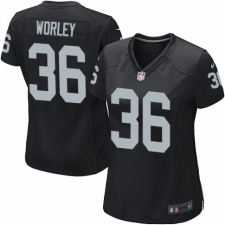 Women's Nike Oakland Raiders #36 Daryl Worley Game Black Team Color NFL Jersey