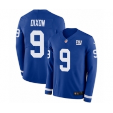 Men's Nike New York Giants #9 Riley Dixon Limited Royal Blue Therma Long Sleeve NFL Jersey