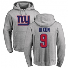 NFL Nike New York Giants #9 Riley Dixon Ash Name & Number Logo Pullover Hoodie