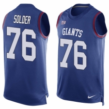 Men's Nike New York Giants #76 Nate Solder Limited Royal Blue Player Name & Number Tank Top NFL Jersey