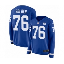 Women's Nike New York Giants #76 Nate Solder Limited Royal Blue Therma Long Sleeve NFL Jersey