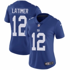 Women's Nike New York Giants #12 Cody Latimer Royal Blue Team Color Vapor Untouchable Elite Player NFL Jersey