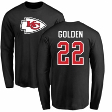 NFL Nike Kansas City Chiefs #22 Robert Golden Black Name & Number Logo Long Sleeve T-Shirt