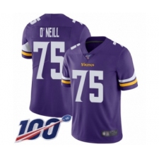 Men's Minnesota Vikings #75 Brian O'Neill Purple Team Color Vapor Untouchable Limited Player 100th Season Football Jersey