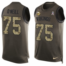 Men's Nike Minnesota Vikings #75 Brian O'Neill Limited Green Salute to Service Tank Top NFL Jersey