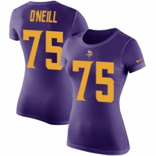 NFL Women's Nike Minnesota Vikings #75 Brian O'Neill Purple Rush Pride Name & Number T-Shirt