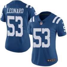 Women's Nike Indianapolis Colts #53 Darius Leonard Limited Royal Blue Rush Vapor Untouchable NFL Jersey