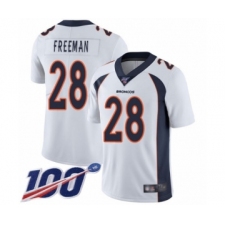 Men's Denver Broncos #28 Royce Freeman White Vapor Untouchable Limited Player 100th Season Football Jersey