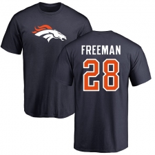 NFL Nike Denver Broncos #28 Royce Freeman Navy Blue Name & Number Logo T-Shirt
