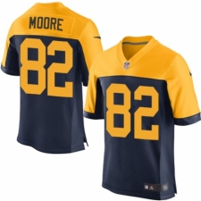 Men's Nike Green Bay Packers #82 J'Mon Moore Elite Navy Blue Alternate NFL Jersey