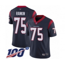 Men's Houston Texans #75 Martinas Rankin Navy Blue Team Color Vapor Untouchable Limited Player 100th Season Football Jersey