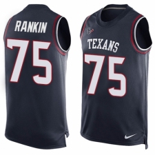 Men's Nike Houston Texans #75 Martinas Rankin Limited Navy Blue Player Name & Number Tank Top NFL Jersey