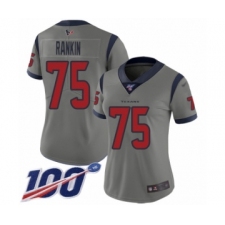 Women's Houston Texans #75 Martinas Rankin Limited Gray Inverted Legend 100th Season Football Jersey