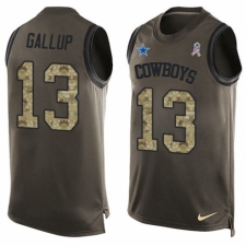 Men's Nike Dallas Cowboys #13 Michael Gallup Limited Green Salute to Service Tank Top NFL Jersey