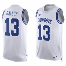 Men's Nike Dallas Cowboys #13 Michael Gallup Limited White Player Name & Number Tank Top NFL Jersey