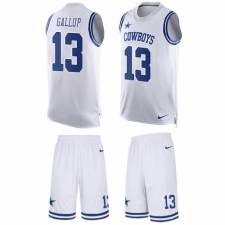 Men's Nike Dallas Cowboys #13 Michael Gallup Limited White Tank Top Suit NFL Jersey