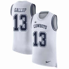 Men's Nike Dallas Cowboys #13 Michael Gallup White Rush Player Name & Number Tank Top NFL Jersey