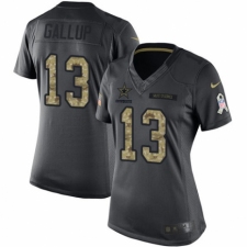 Women's Nike Dallas Cowboys #13 Michael Gallup Limited Black 2016 Salute to Service NFL Jersey