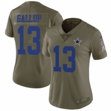 Women's Nike Dallas Cowboys #13 Michael Gallup Limited Olive 2017 Salute to Service NFL Jersey