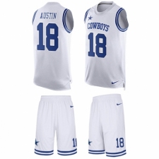 Men's Nike Dallas Cowboys #18 Tavon Austin Limited White Tank Top Suit NFL Jersey
