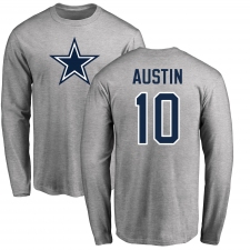 NFL Nike Dallas Cowboys #10 Tavon Austin Ash Name & Number Logo Long Sleeve T-Shirt