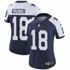 Women's Nike Dallas Cowboys #18 Tavon Austin Navy Blue Throwback Alternate Vapor Untouchable Limited Player NFL Jersey