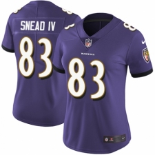 Women's Nike Baltimore Ravens #83 Willie Snead IV Purple Team Color Vapor Untouchable Elite Player NFL Jersey