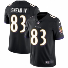 Youth Nike Baltimore Ravens #83 Willie Snead IV Black Alternate Vapor Untouchable Limited Player NFL Jersey
