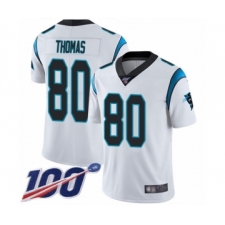 Men's Carolina Panthers #80 Ian Thomas White Vapor Untouchable Limited Player 100th Season Football Jersey