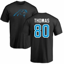 NFL Nike Carolina Panthers #80 Ian Thomas Black Name & Number Logo T-Shirt