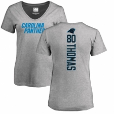 NFL Women's Nike Carolina Panthers #80 Ian Thomas Ash Backer V-Neck T-Shirt