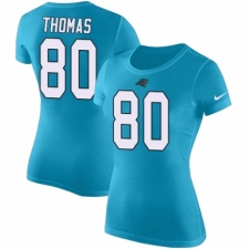 NFL Women's Nike Carolina Panthers #80 Ian Thomas Blue Rush Pride Name & Number T-Shirt